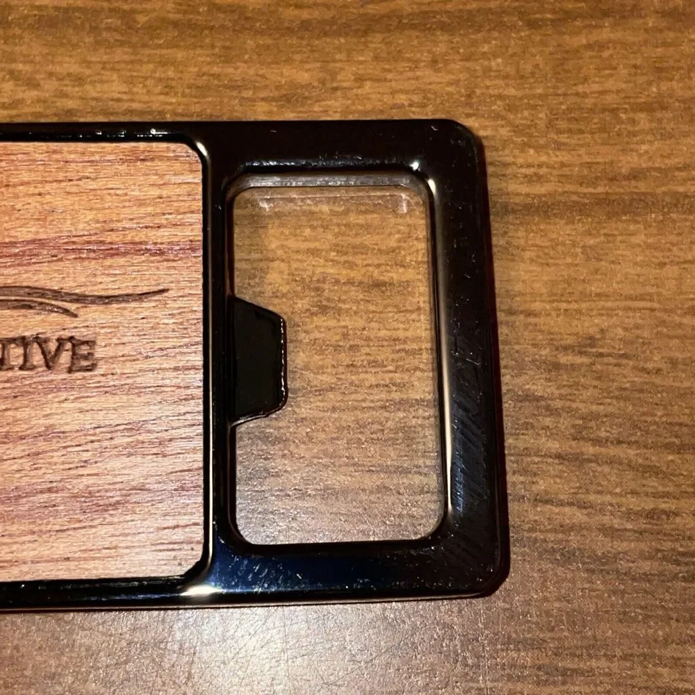 New In Box Dark Bronze Bottle Opener Key Ring Wood Inset Live Distinctive